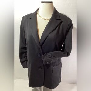 Michael Kors Woman’s Jacket Size L Color Black Ruffled Sleeves Buttons